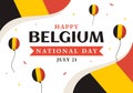 Happy Belgium Independence Day on July 21 Vector Illustration with Waving Flag Background in Flat Cartoon Hand Drawn Templates