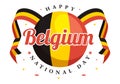 Happy Belgium Independence Day on July 21 Vector Illustration with Waving Flag Background in Flat Cartoon Hand Drawn Templates