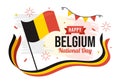 Happy Belgium Independence Day on July 21 Vector Illustration with Waving Flag Background in Flat Cartoon Hand Drawn Templates