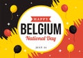 Happy Belgium Independence Day on July 21 Vector Illustration with Waving Flag Background in Flat Cartoon Hand Drawn Templates