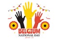 Happy Belgium Independence Day on July 21 Vector Illustration with Waving Flag Background in Flat Cartoon Hand Drawn Templates