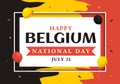 Happy Belgium Independence Day on July 21 Vector Illustration with Waving Flag Background in Flat Cartoon Hand Drawn Templates