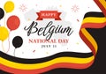 Happy Belgium Independence Day on July 21 Vector Illustration with Waving Flag Background in Flat Cartoon Hand Drawn Templates