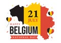 Happy Belgium Independence Day on July 21 Vector Illustration with Waving Flag Background in Flat Cartoon Hand Drawn Templates