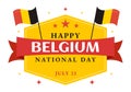 Happy Belgium Independence Day on July 21 Vector Illustration with Waving Flag Background in Flat Cartoon Hand Drawn Templates