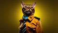 Happy Bengal Cat Dressed As A Police Officer