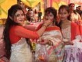 Happy Bengali Ladies in tradition attire during Vijaya Dashami celebration