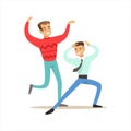 Happy Best Friends Dancing In Night Club Party , Part Of Friendship Illustration Series