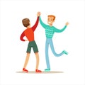 Happy Best Friends Giving Each Other High Five, Part Of Friendship Illustration Series