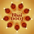 Happy bhai dooj background with diya decoration