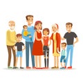 Happy Big Caucasian Family With Many Children Portrait With All The Kids And Babies And Tired Parents Colorful Royalty Free Stock Photo