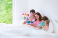 Happy big family in a bed Royalty Free Stock Photo