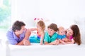 Happy big family in a bed Royalty Free Stock Photo