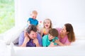 Happy big family in a bed Royalty Free Stock Photo