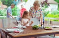 Happy big family having fun and enjoy their talk with children d Royalty Free Stock Photo