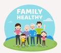 Happy big Family healthy exercising Together in the park Royalty Free Stock Photo