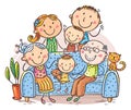 Cartoon drawing doodle family portrait, vector illustration Royalty Free Stock Photo