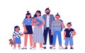 Happy big family with their five children. A portrait of a large family. Parents with a newborn baby and older children. Royalty Free Stock Photo