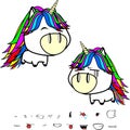 Happy big head unicorn cartoon