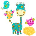 Happy birds and giraffe