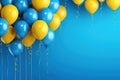 Happy birhtday greeting banner design, flying helium air balloons, festive celebration background Royalty Free Stock Photo