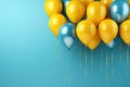 Happy birhtday greeting banner design, flying helium air balloons, festive celebration background Royalty Free Stock Photo