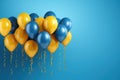 Happy birhtday greeting banner design, flying helium air balloons, festive celebration background Royalty Free Stock Photo