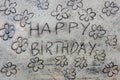 Happy birthay inscription on sand Royalty Free Stock Photo