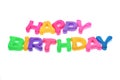 Happy Birthday alphabets on white background Royalty Free Stock Photo