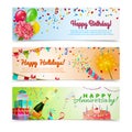 Happy birthday anniversary celebration banners set Royalty Free Stock Photo