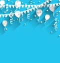 Happy birthday background with balloons, stars and pennants