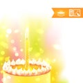 "Happy Birthday" Background with Cake. Vector illustration, eps10.