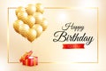 Happy birthday background design with realistic bunch of flying golden balloons Royalty Free Stock Photo