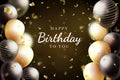 happy birthday background with golden black balloons vector design illustration Royalty Free Stock Photo