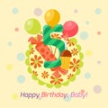 Happy birthday badge vector icon. Royalty Free Stock Photo