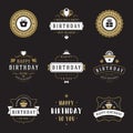 Happy Birthday Badges and Labels Vector Design Elements Set. Royalty Free Stock Photo