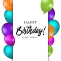 Happy Birthday Balloon Banner - Colorful Vector Illustration Isolated On White Background Royalty Free Stock Photo