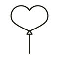 Happy birthday balloon shaped heart celebration party, line icon style