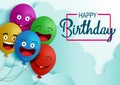 Happy birthday balloon vector background banner. Happy birthday text in empty space