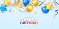 Happy Birthday balloons Colorful celebration frame background