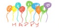 Happy birthday balloons colorful. White background