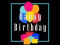 Happy Birthday. Balloons and gifts, greeting card. Vector Royalty Free Stock Photo