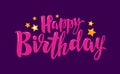 Happy birthday, banner. Birth party holiday concept. Handwritten lettering, calligraphy vector illustration