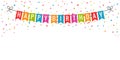 Happy birthday banner. Birthday party flags with confetti on white background Royalty Free Stock Photo