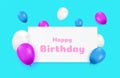 Happy Birthday banner with color balloons Royalty Free Stock Photo