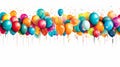 Happy Birthday banner. Illustration of colorful balloons. Design for poster, web, card. Ai generated Royalty Free Stock Photo