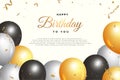 Happy birthday banner with realistic balloons. Happy birthday banner confetti. Birthday celebration banner, realistic balloons, Royalty Free Stock Photo