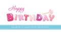 Happy birthday banner. Sweet glossy letters isolated on white. With copy space for your text.