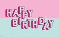 Happy birthday banner text with hot pink shadow themed party lol doll surprise.  Black and white dots, 3D letters design Royalty Free Stock Photo