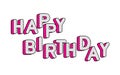 Happy birthday banner text with hot pink shadow themed party lol doll surprise. Black and white dots, 3D letters design